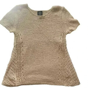 Bobeau Crochet Knit Pullover Cream Top Size Small